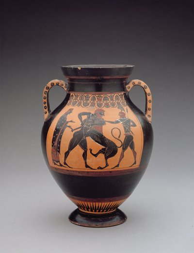 Amphora Depicting Hercules Fighting the Nemean Lion, c.540 BC by Greek